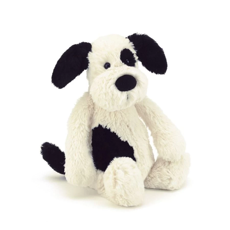 Jelly Cat Bashful Puppy Small Plush Toy - Black & Cream Stuffed Animal for Kids