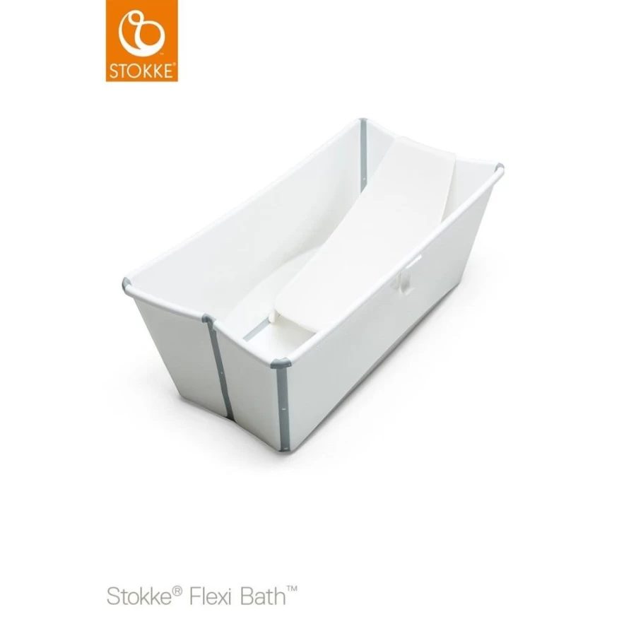Stokke Flexi Bath Bundle - Foldable Baby Bathtub in White for Nursery Essentials