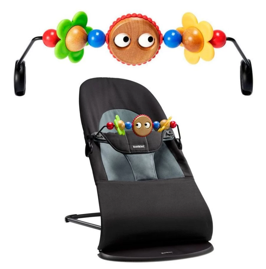 Babybjorn Wooden Toy with Googly Eyes - Handmade Baby Bouncer Sensory Play Gift
