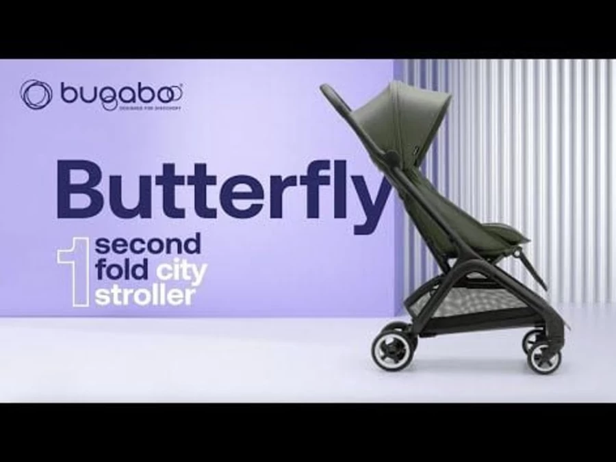 Bugaboo Butterfly Stroller - Lightweight Travel Pushchair in Black & Forest Green