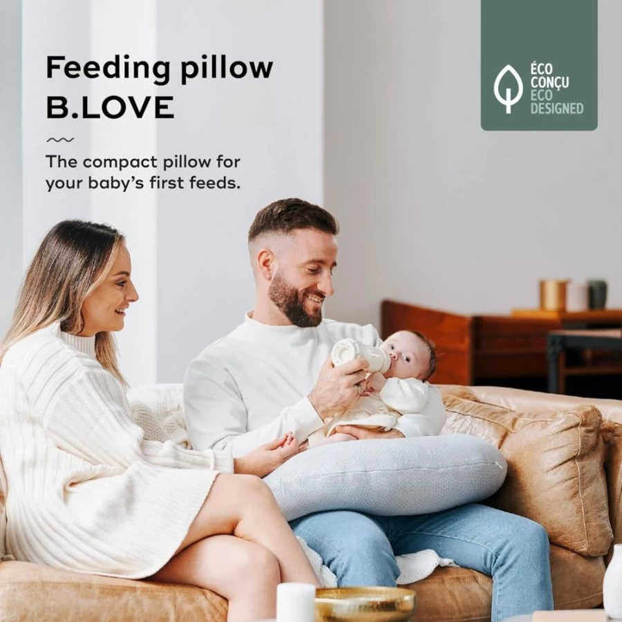 Babymoov B.Love Compact Nursing Pillow - Portable & Ergonomic Breastfeeding Support Cushion in Mineral Grey