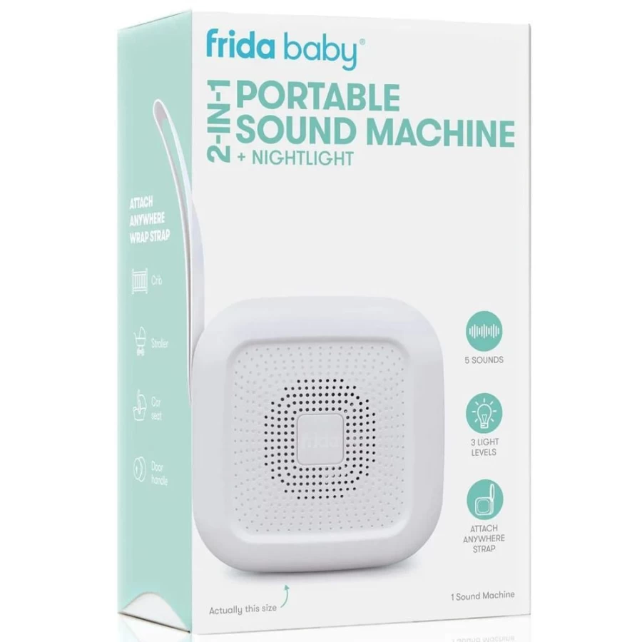 Frida Baby 2-in-1 Portable Sound Machine & Nightlight for Sleep, White Noise Soother with Soft Glow