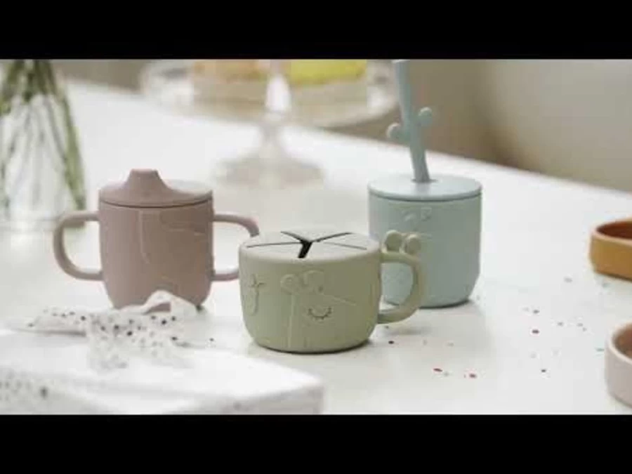 Done by Deer Peekaboo Spout Cup Elphee - Blue Baby Training Cup with Leak-Proof Design