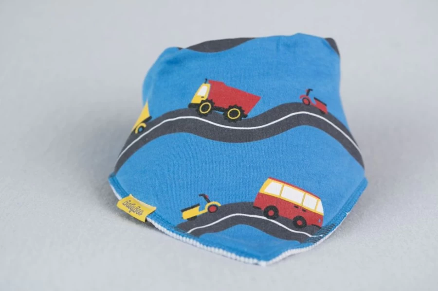 BabyBoo Organic Cotton Drool Bib - Soft & Absorbent Bandana Bib for Babies, "Driving Around" Design