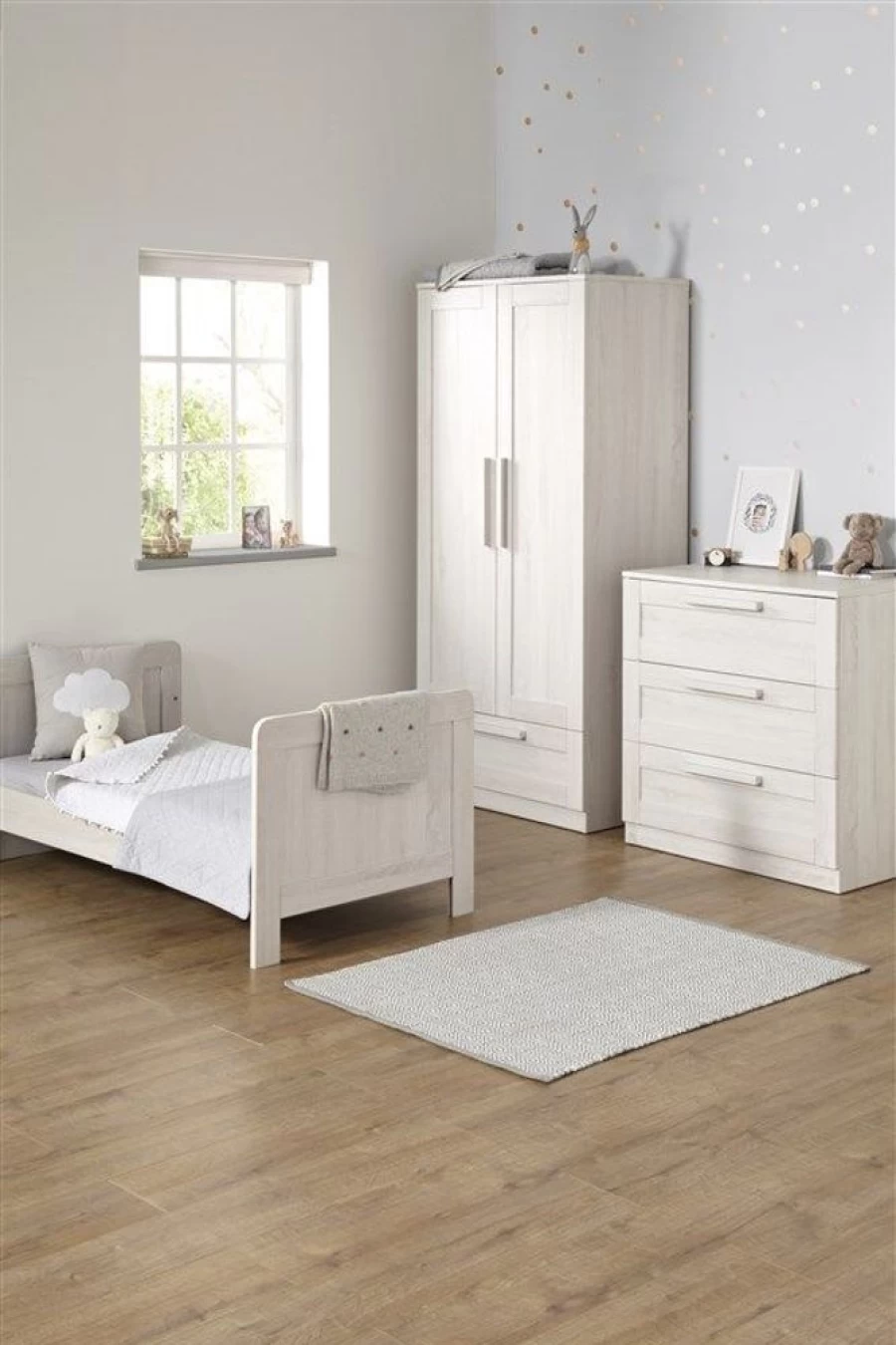 Mamas & Papas Atlas Nimbus White Nursery Furniture - Modern Baby Crib & Changing Unit