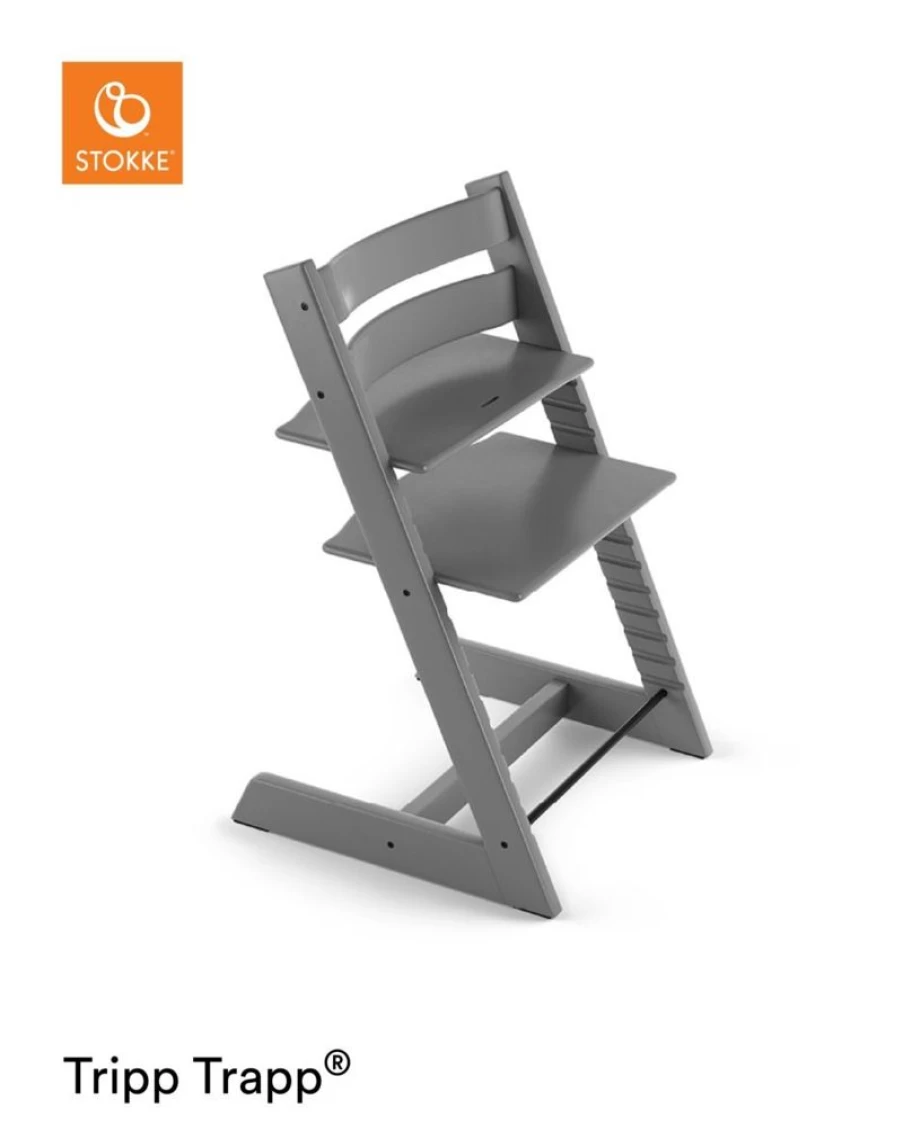 Stokke Tripp Trapp High Chair - Adjustable Baby to Toddler Wooden Chair, Ergonomic Design, Storm Grey