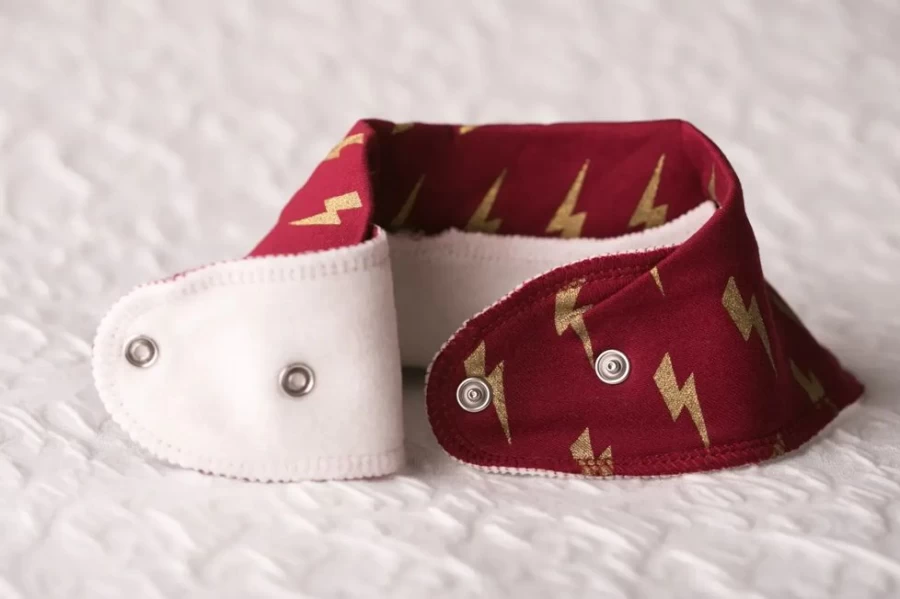 BabyBoo Organic Cotton Drool Bib with Golden Bolts - Soft & Absorbent Bandana Bib for Babies