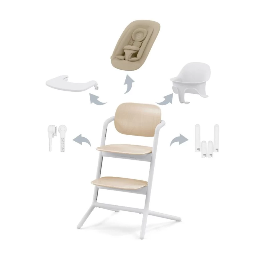 Cybex Lemo 4-in-1 Convertible Crib & Changer Set in Sand White | Modern Nursery Furniture