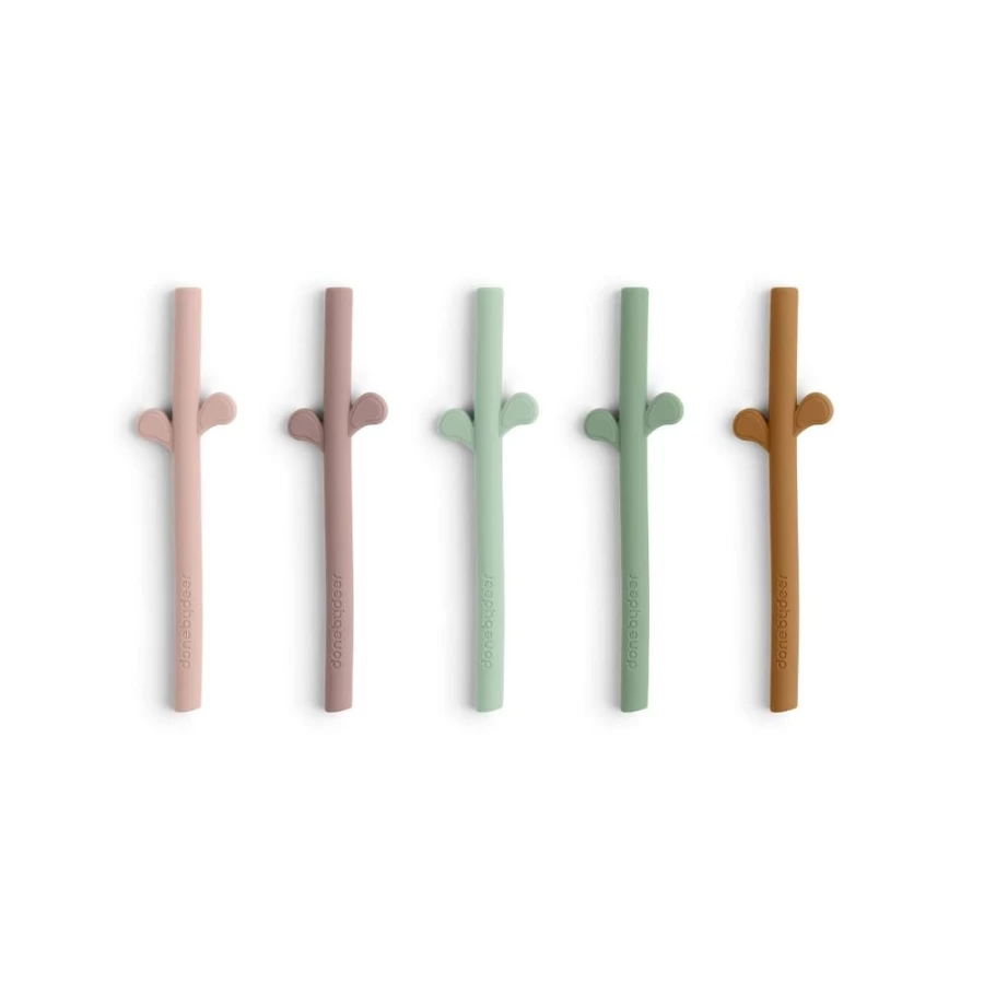 Done by Deer Peekaboo Silicone Straws 5-Pack for Powder Mix - Reusable, BPA-Free Baby Drinking Straws