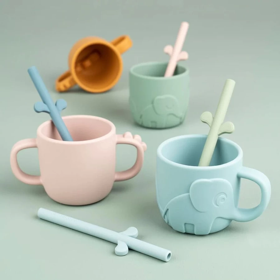 Done by Deer Peekaboo Silicone Straws 5-Pack for Powder Mix - Reusable, BPA-Free Baby Drinking Straws