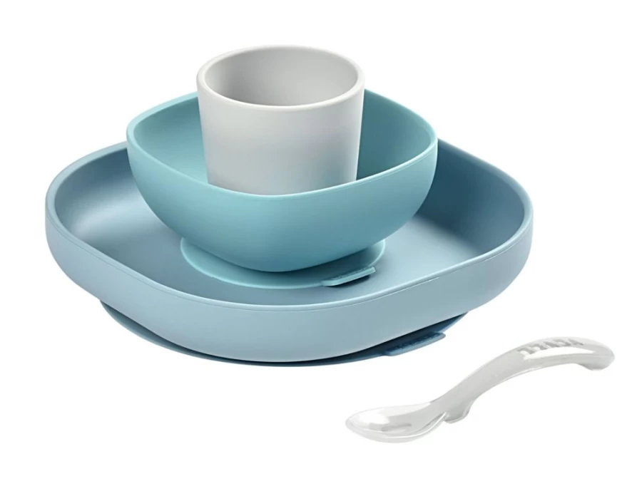 Beaba 4-Piece Silicone Baby Meal Set with Mist - BPA-Free, Soft Feeding Spoon & Bowl for Toddlers