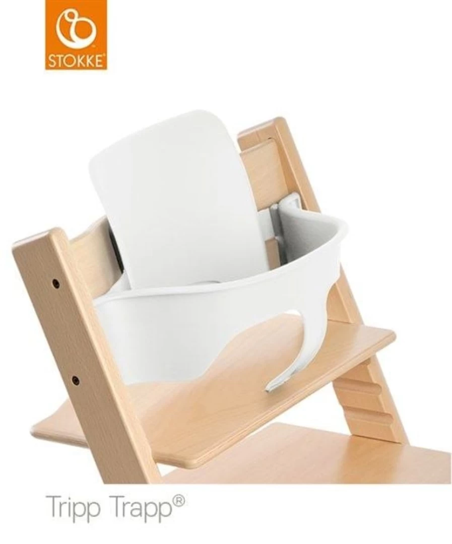 Stokke Tripp Trapp Baby Set - Adjustable High Chair for Infants, White, Ergonomic Design, Convertible to Toddler Seat