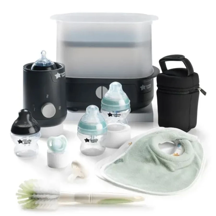 Tommee Tippee Closer to Nature Baby Bottle Feeding Set with Electric Sterilizer - Black