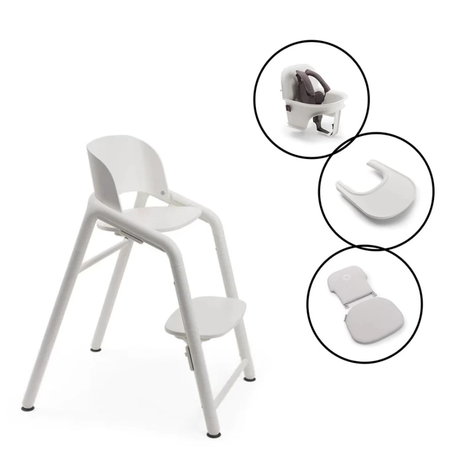 Bugaboo Giraffe Highchair & Baby Essentials Bundle - White for Newborns & Toddlers