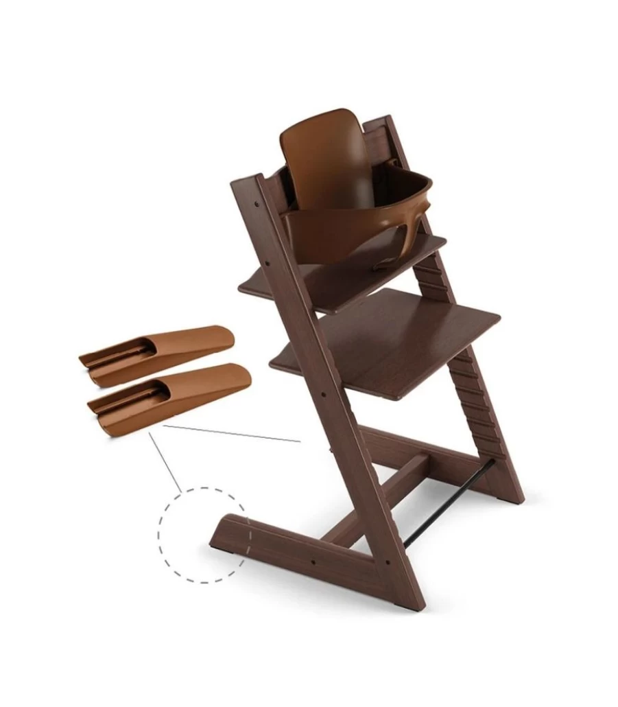 Stokke Tripp Trapp Baby Set - Adjustable High Chair for Infants, Walnut Brown, Ergonomic Design, Convertible & Grow-with-Me Seat