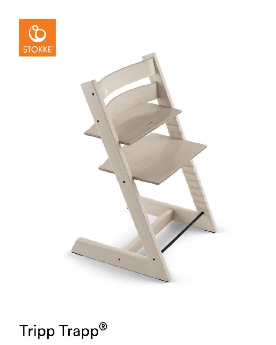 Stokke Tripp Trapp High Chair - Adjustable, Ergonomic Baby to Adult Wooden Chair in Whitewash Finish
