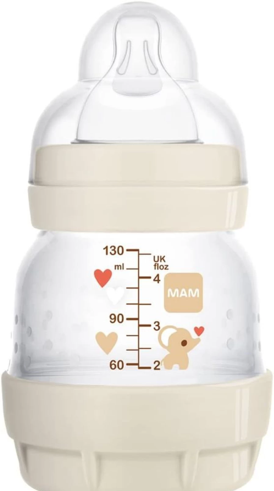 MAM Easy Start Anti-Colic Baby Bottle - 130ml, BPA-Free, Slow Flow Nipple, for Breastfed Infants, Unisex, Newborn Feeding Essentials