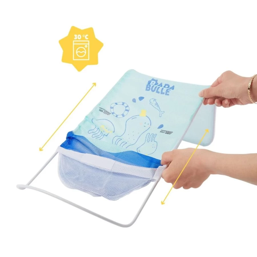 Badabulle Baby Bath Hammock - Soft Nautical-Themed Infant Bathtub Support for Safe & Comfortable Bathing