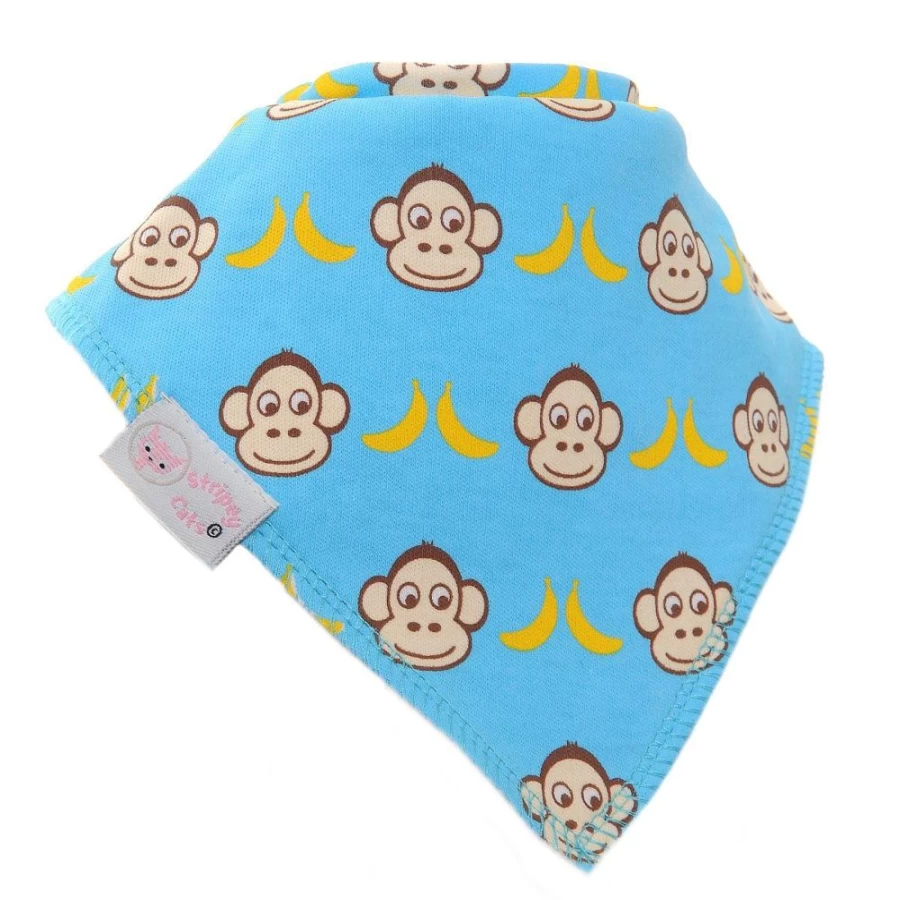 Ziggle Marley Monkey Baby Bib - Soft Blue Dribble Bib for Infants & Toddlers