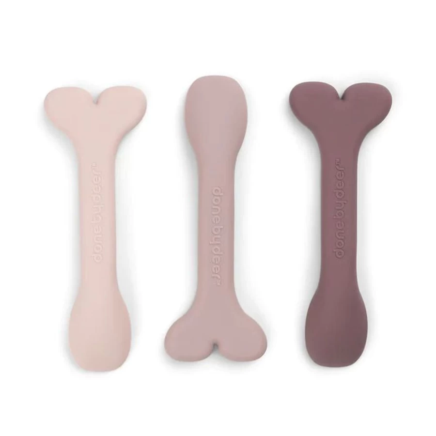 Done by Deer Silicone Baby Spoon Set - Soft, BPA-Free, 3-Pack for Infants & Toddlers - Wally Design