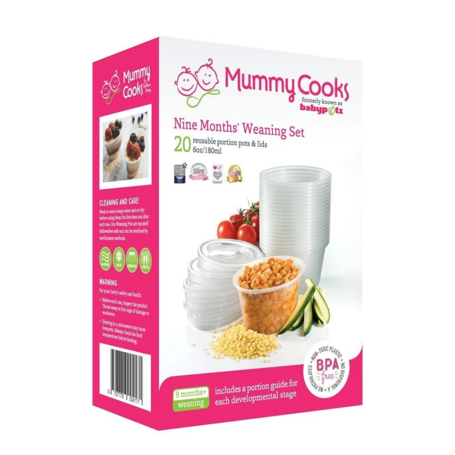 Mummy Cooks 9-Month+ Baby Weaning Pots Set for Easy Infant Meal Prep