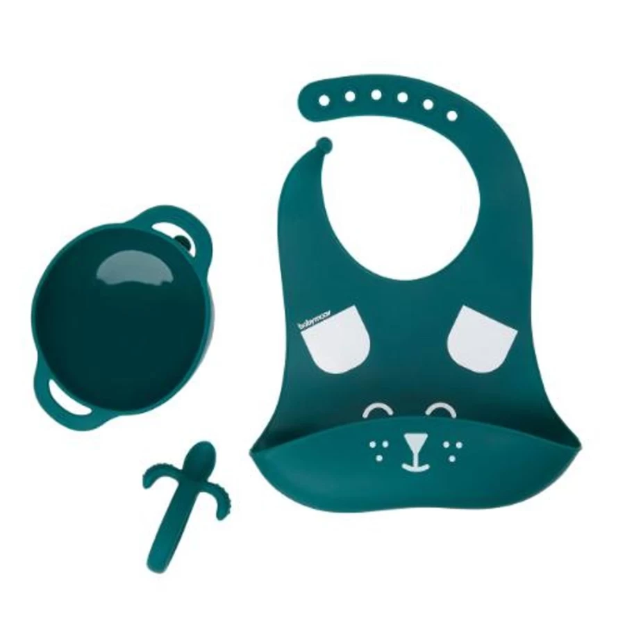 Babymoov First Isy Silicone Baby Weaning Set - Bowl, Spoon & Bib for Safe Feeding