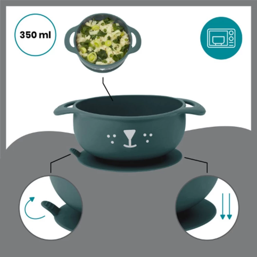 Babymoov First Isy Silicone Baby Weaning Set - Bowl, Spoon & Bib for Safe Feeding