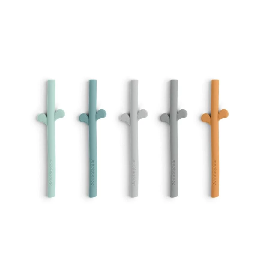 Done by Deer Peekaboo Silicone Straws 5-Pack - Reusable, BPA-Free, Dishwasher Safe, Fun Colors for Kids