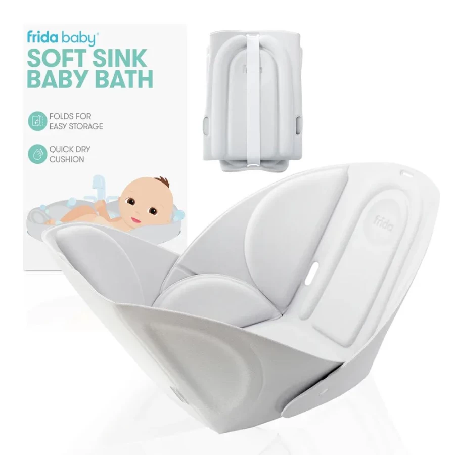 Frida Baby Soft Sink Bath Tub - Light Grey for Newborns & Infants
