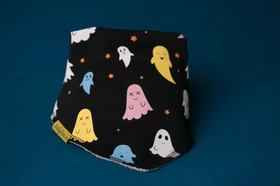 BabyBoo Organic Cotton Drool Bib - Black Ghost Design for Babies