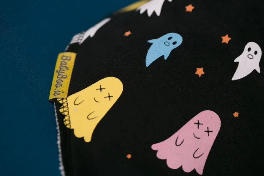 BabyBoo Organic Cotton Drool Bib - Black Ghost Design for Babies