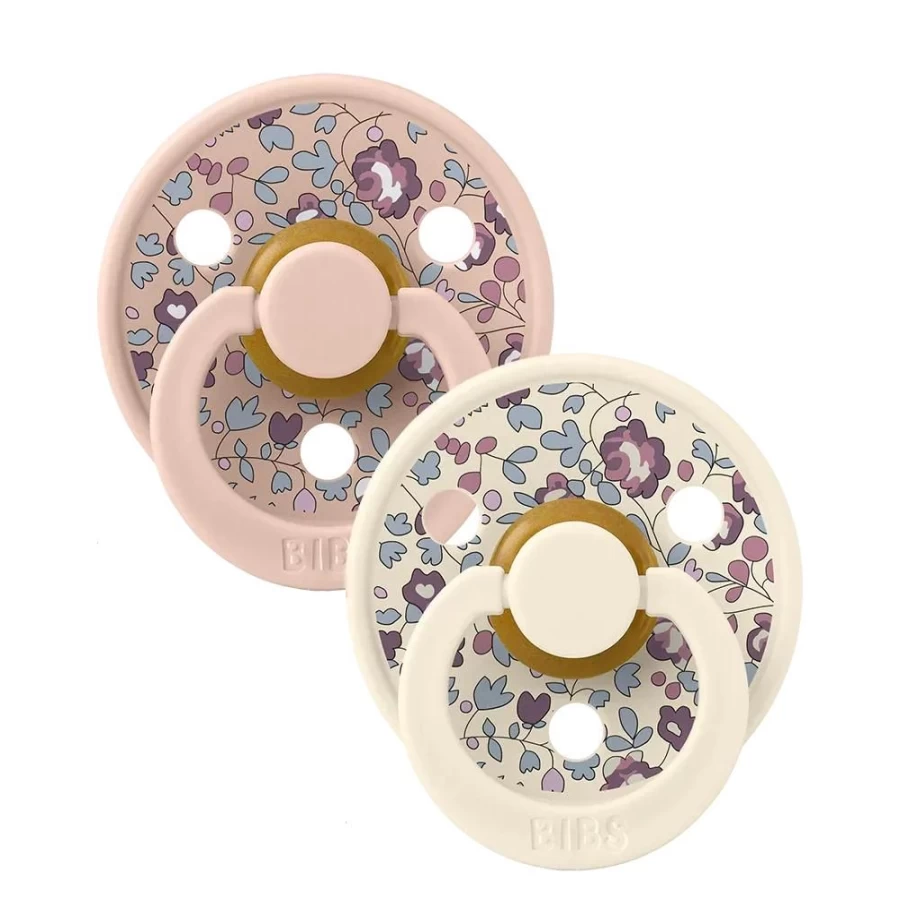 BIBS Liberty Colour Latex Pacifier - Eloise/Blush Mix 2-Pack, Natural Rubber Baby Soother