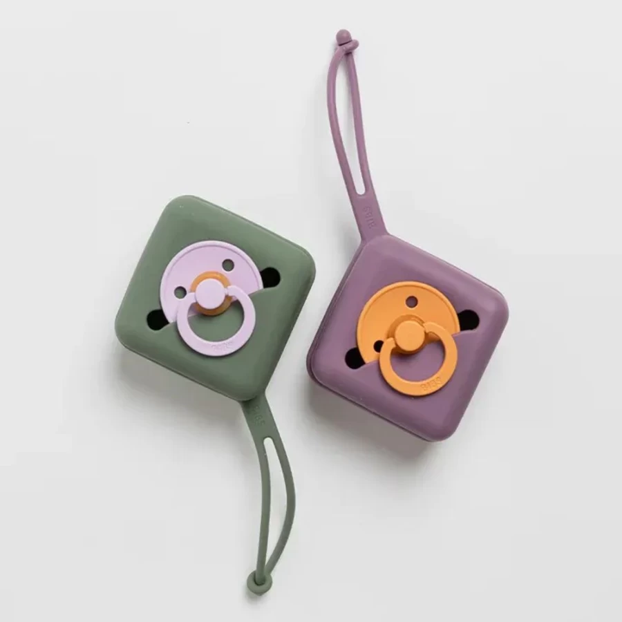 BIBS Pacifier Holder Case for Baby - Soft Blush Pink, Dummy Clip Storage, BPA-Free, Stylish and Practical Baby Essential