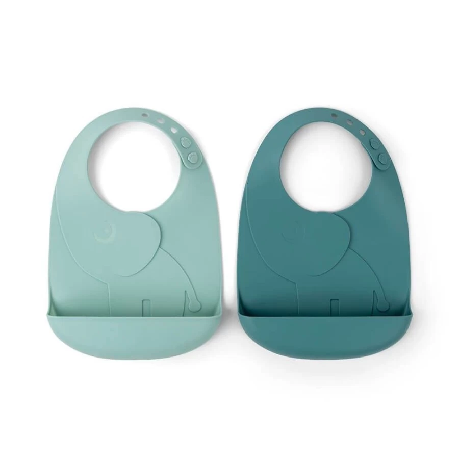 Done by Deer Peekaboo Bib 2-Pack for Babies - Soft & Absorbent Blue Elphee Design