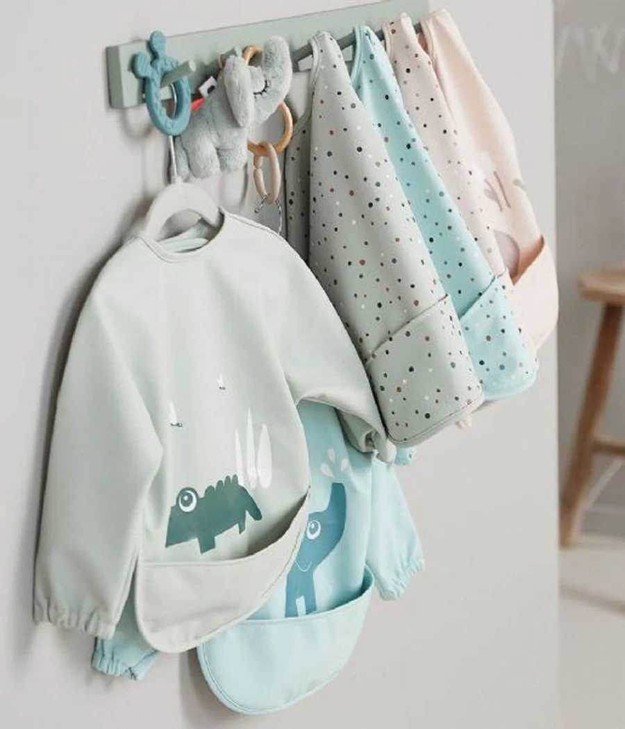 Done by Deer Sleeved Pocket Bib with Powder-Coated Design for Babies - Soft & Durable Feeding Accessory