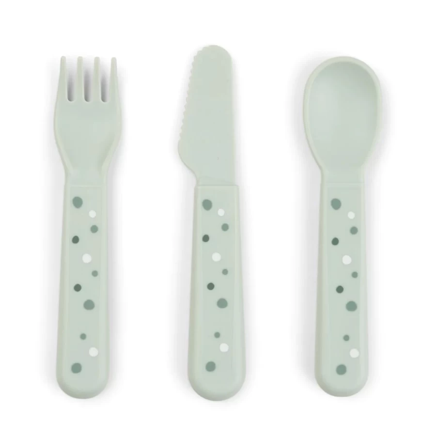 Done by Deer Happy Dots Foodie Cutlery Set - Green Utensils for Kids
