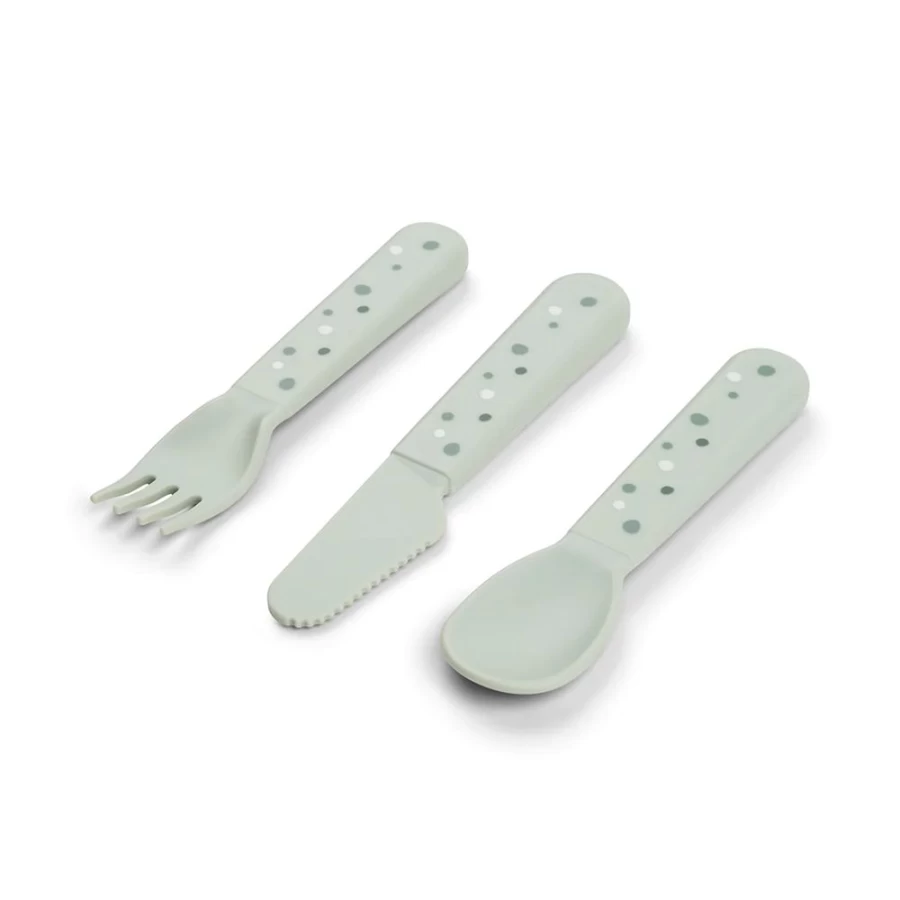 Done by Deer Happy Dots Foodie Cutlery Set - Green Utensils for Kids