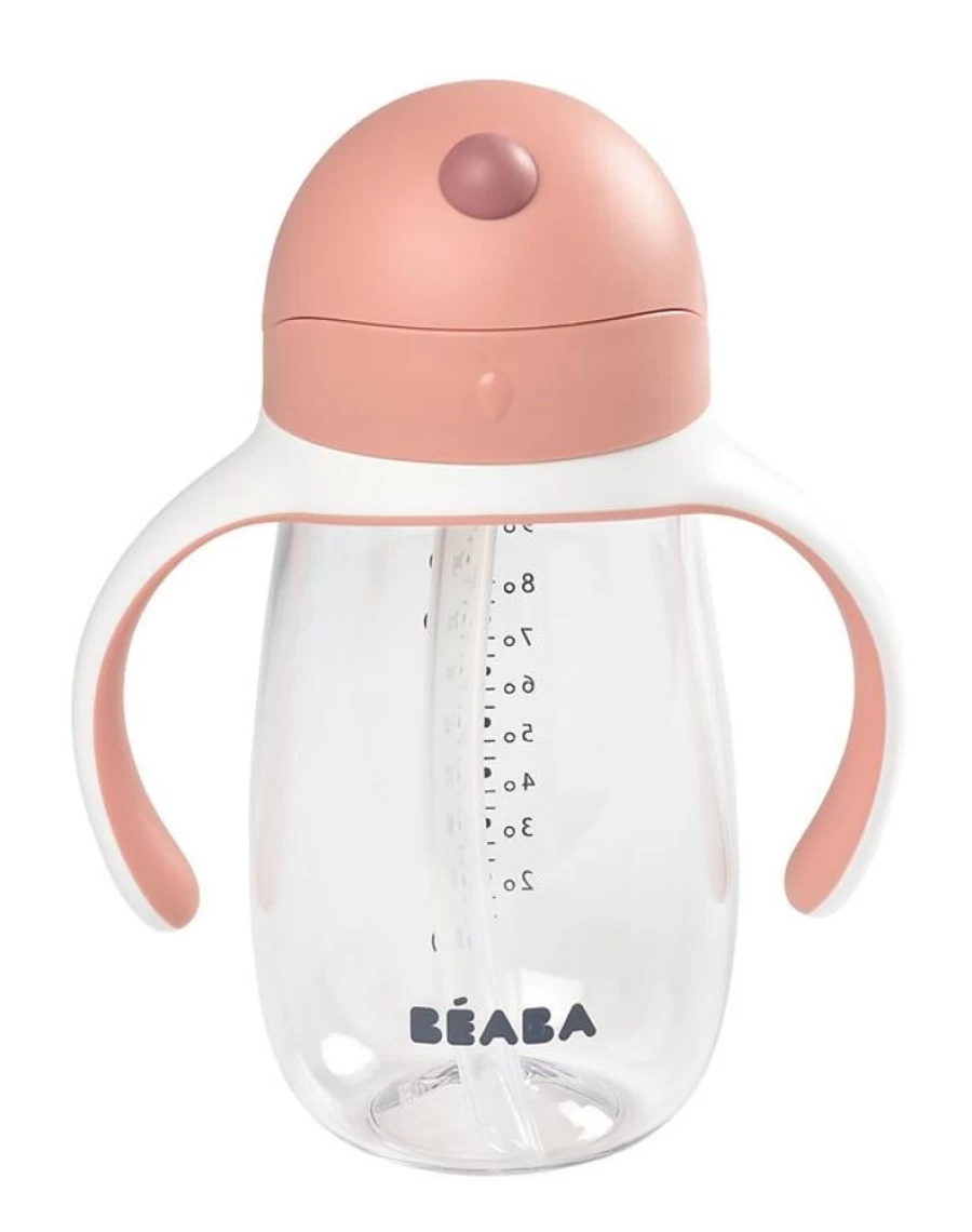 BEABA Straw Cup 300ml - Insulated Toddler Sippy Cup, BPA-Free, Leak-Proof, Old Pink