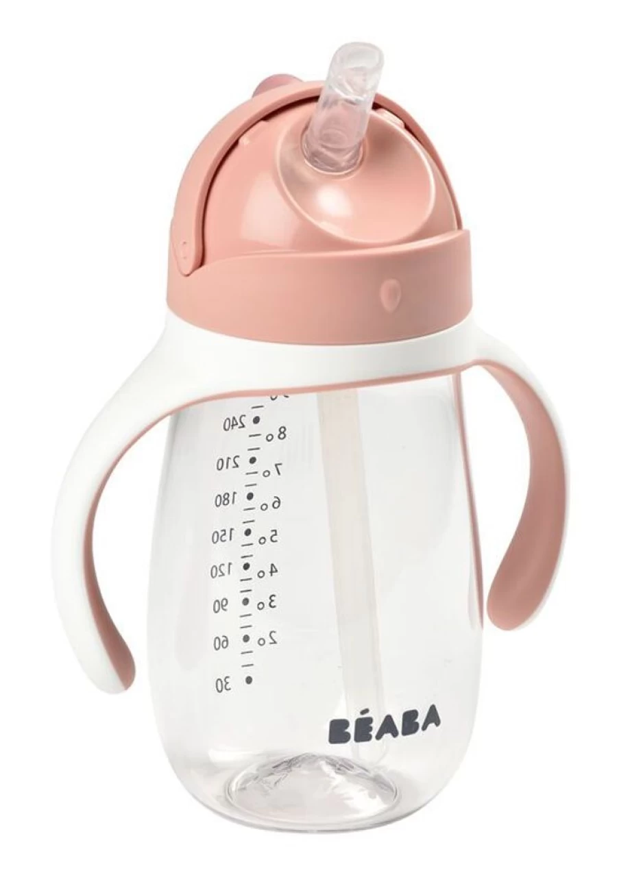 BEABA Straw Cup 300ml - Insulated Toddler Sippy Cup, BPA-Free, Leak-Proof, Old Pink