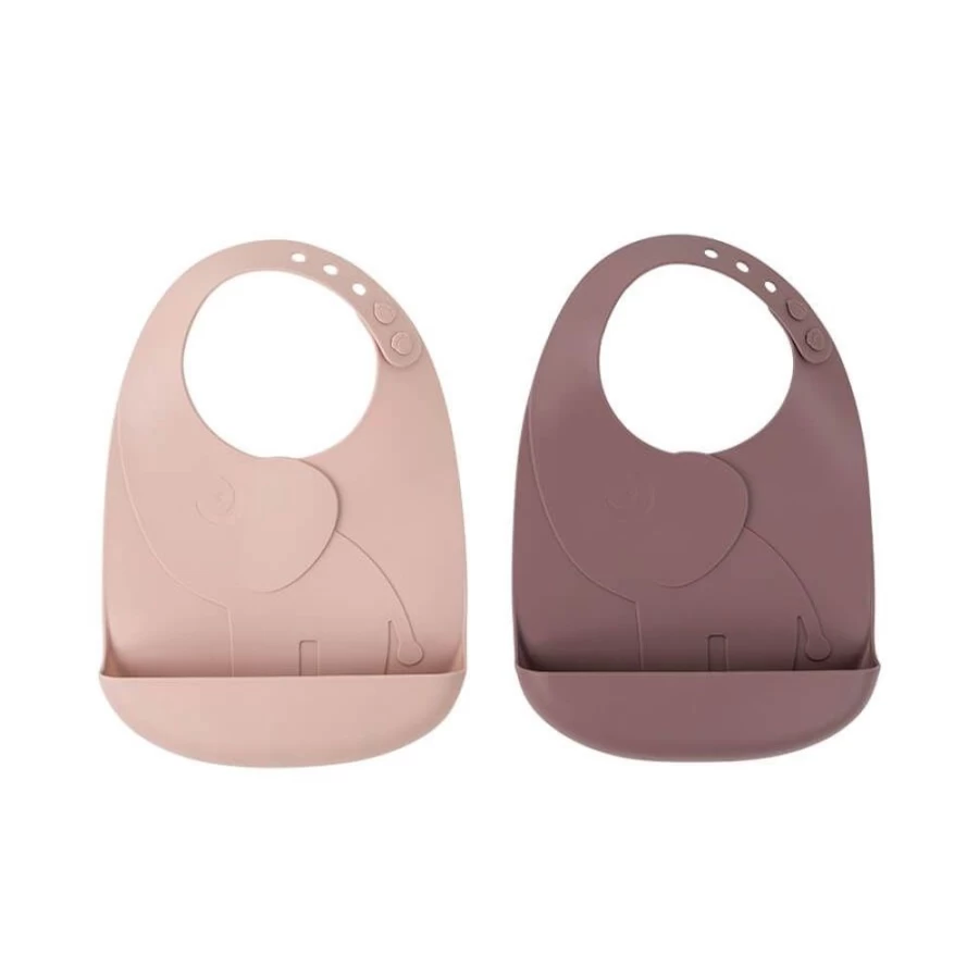Done by Deer Peekaboo Bib 2-Pack for Babies - Soft and Absorbent Elphee Design in Powder Color
