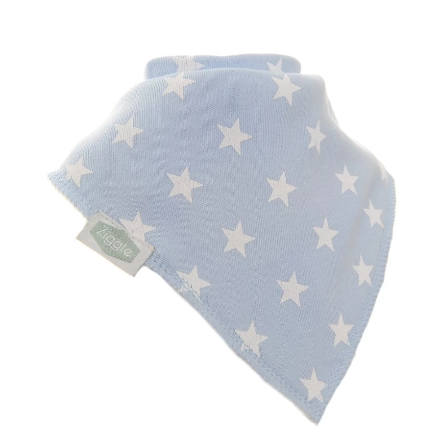 Ziggle Baby Bib - Soft Pale Blue & White Drool Bib for Infants & Toddlers