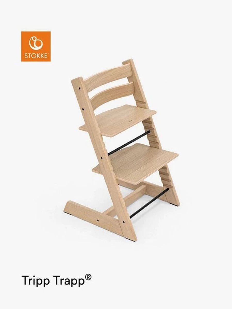 Stokke Tripp Trapp High Chair - Natural Oak Wood Adjustable Baby to Adult Ergonomic Seating