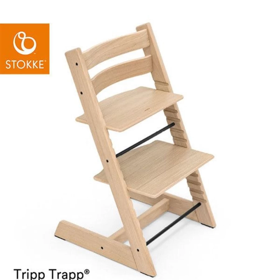 Stokke Tripp Trapp High Chair - Natural Oak Wood Adjustable Baby to Adult Ergonomic Seating