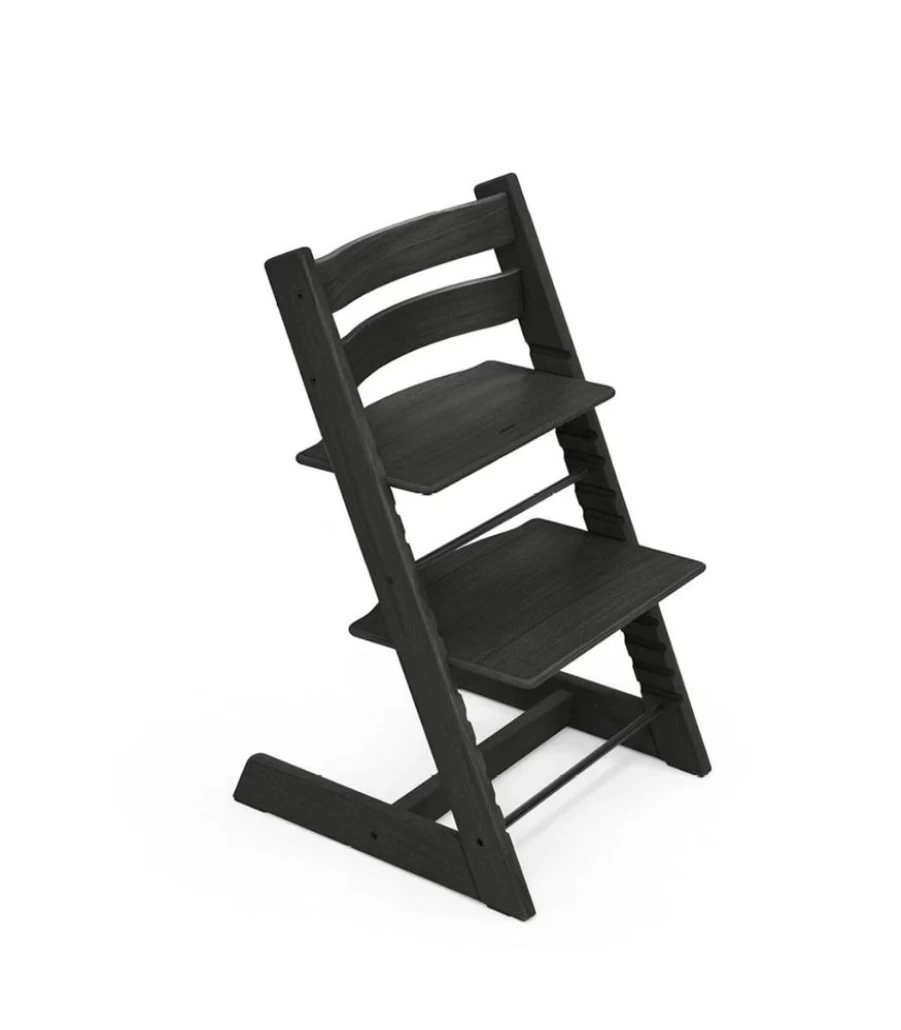 Stokke Tripp Trapp High Chair - Natural Oak with Black Finish | Adjustable Baby & Toddler Wooden Chair
