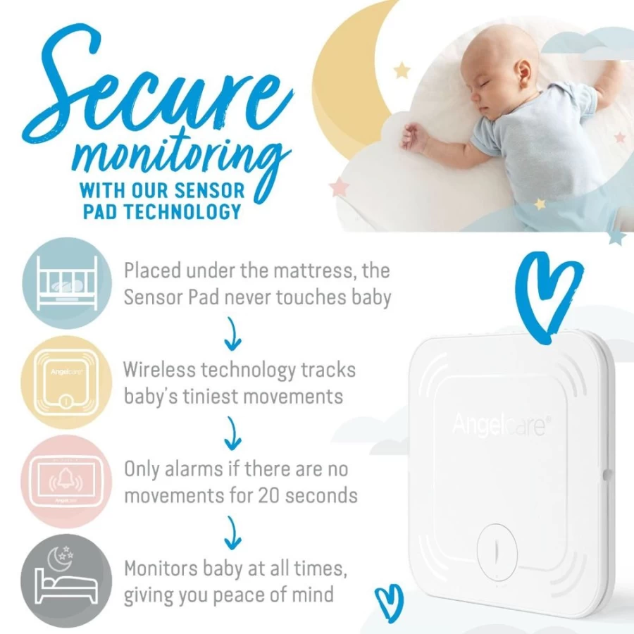 Angelcare AC327 Baby Monitor with Video & Movement Tracking - HD Safe Sleep Monitoring