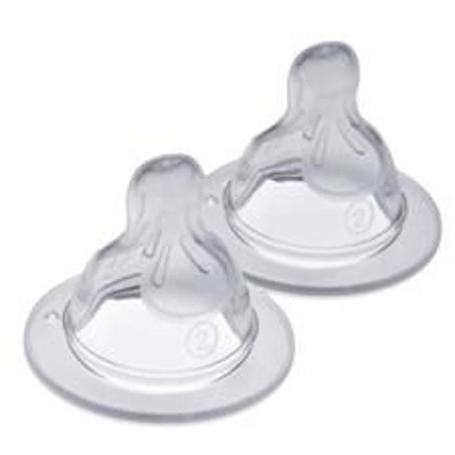 MAM Baby Bottle Silicone Teats - Size 2 (2-Pack) for Newborns & Infants | BPA-Free, Slow Flow Nipples | Orthodontic & Anti-Colic Design