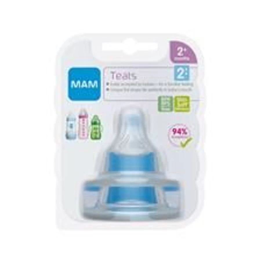 MAM Baby Bottle Silicone Teats - Size 2 (2-Pack) for Newborns & Infants | BPA-Free, Slow Flow Nipples | Orthodontic & Anti-Colic Design
