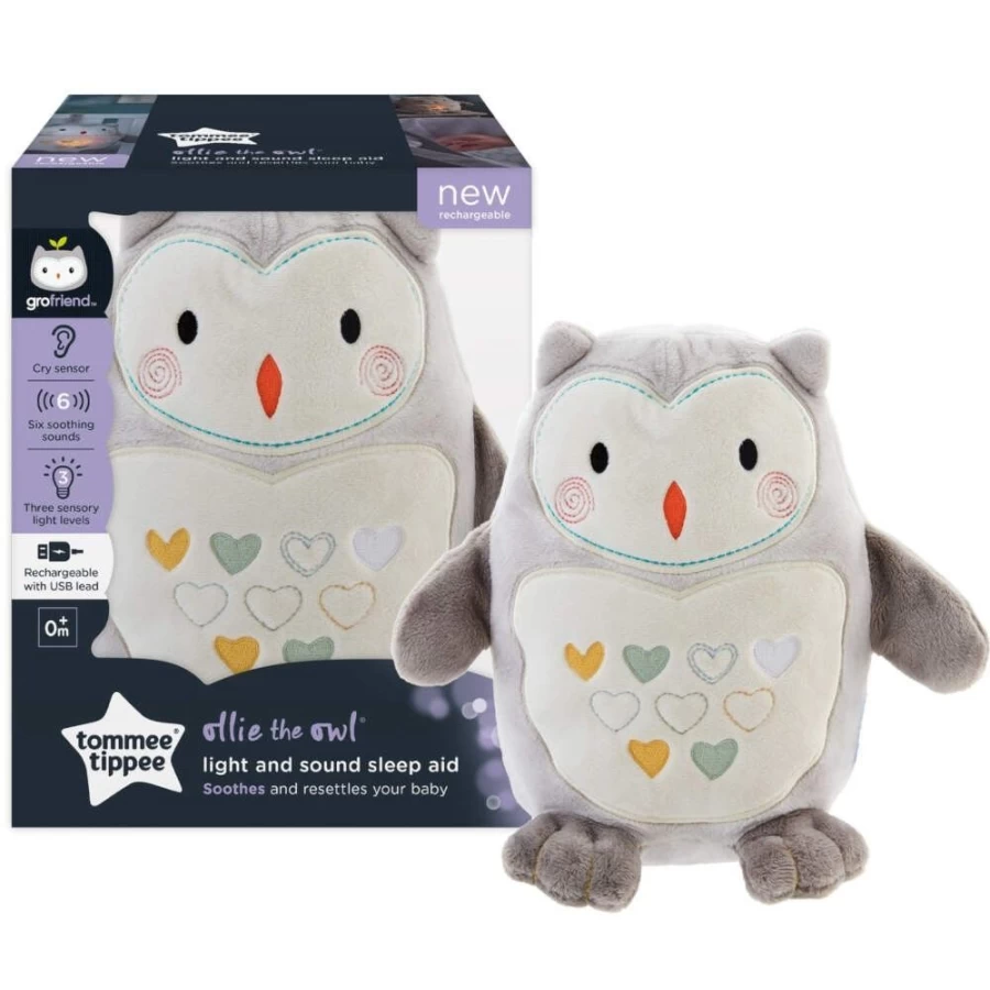 Gro Grobags Ollie The Owl Rechargeable Night Light with USB Sound Machine for Kids